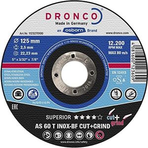 DRONCO AS30TINOXCG-180 doorslijpschijf metaal AS 46 / AS 30 T INOX CUT+GRIND Special (snij+vuil) 180 x 3,5 mm