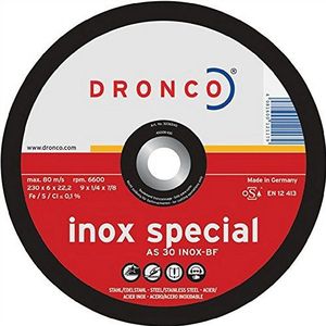 DRONCO AS30INOX-230-6 – Desbast-Disco AS 30 roestvrij staal speciaal metaal, 230 x 6 mm