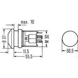 Drukschakelaar - Inbouw - Groot - 1 x 12 V 1,2 W - W2 x 4.6d