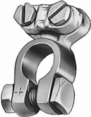 Accuklem - Grijs - Messing - Aansluiting met Eenzijdig Te Monteren Poolschroef