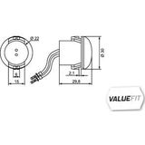 Hella - Zijmarker LED - Ø30mm - Kabel 150mm - Behuizingskleur Zwart - Lichtschijfkleur Geel