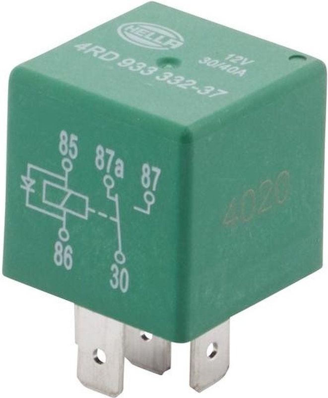 Relais - 12V - 30A/40A - 5 Contacten - Met Ontstoordiode