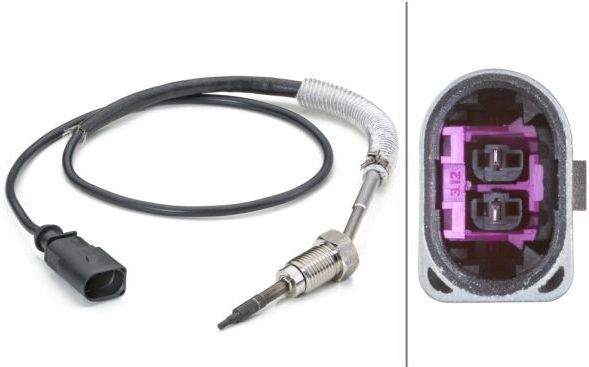 HELLA - Sensor - Uitlaatgastemperatuur - Voor Turbolader - 660 mm - 2 Contacten