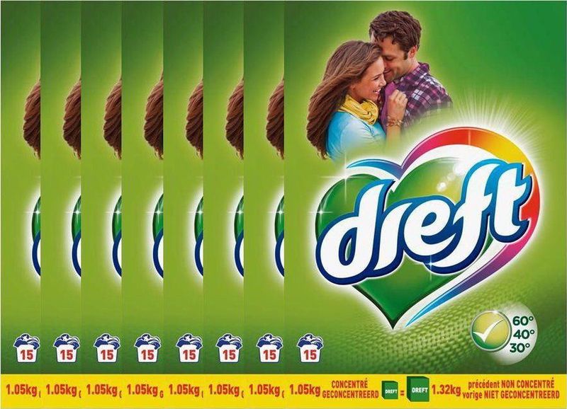 Dreft - Waspoeder - 1,05 kg - Regular - 120 Wasbeurten - 8 Stuks