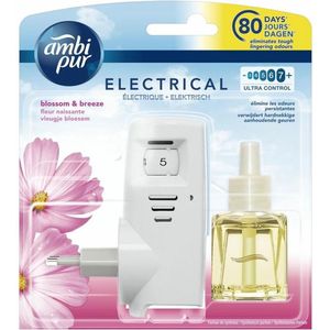 6x Ambi Pur Elektrische Geurverspreiders 1 compartiment Starterkit + Navulling Blossom & Breeze 20 ml