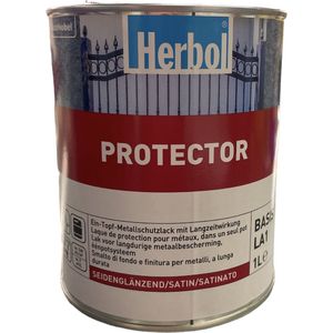 Herbol Protector - Synthetische zijdeglans metaalverf - 2 in 1 ( grondlaag en eindlaag ) - RAL 9016 Verkeerswit - 1 L