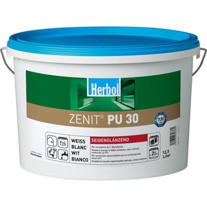 Herbol Zenit PU 30, Verf, Kant-en-klaar gemengd, Plafond, Beton, Gipsplaat, Muur, Wit, Satijnglans, 5 l