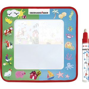 Eberhard Faber 524130 - Aqua Fun schildermat voor schilderplezier met water, ca. 32 x 32 cm mat met 2 kleurmotieven en vrij schilderoppervlak, incl. aqua verfpotlood