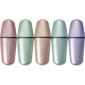 Eberhard Faber 551409 - Mini highlighter pastel glitter, met spievormige punt, 5 markeerstiften in een etui