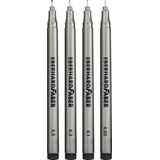 Eberhard Faber 558104 - Pigment fineliner zwart, 4 markers met watervaste inkt