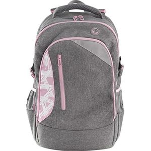 Eberhard Faber 577626 - Schoolrugzak tiener grijs-roze, X-stijl, inhoud 30 liter