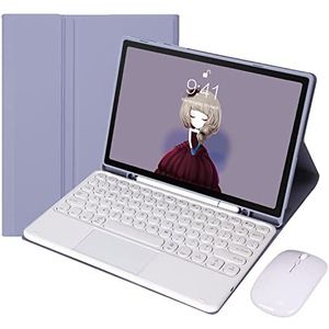 Toetsenbord case voor Samsung Galaxy Tab A8 10,5 inch 2022 [SM-X200/X205/X207] [Nederlandse Layout] afneembaar draadloos touchpad toetsenbord met potloodhouder &bluetooth muis,Purper