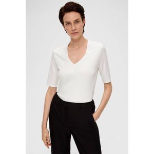 T-shirt - Effen - Jersey - V-hals - Halve Mouw - Slanke Pasvorm