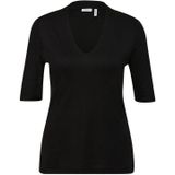 T-shirt - Effen - Jersey - V-hals - Halve Mouw - Slanke Pasvorm