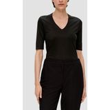 T-shirt - Effen - Jersey - V-hals - Halve Mouw - Slanke Pasvorm