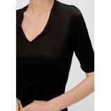 T-shirt - Effen - Jersey - V-hals - Halve Mouw - Slanke Pasvorm