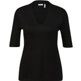 T-shirt - Effen - Jersey - V-hals - Halve Mouw - Slanke Pasvorm