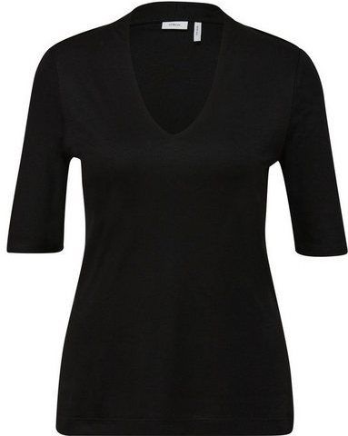 T-shirt - Effen - Jersey - V-hals - Halve Mouw - Slanke Pasvorm