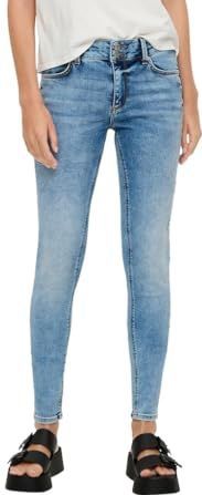 Jeans - Effen - Denim - Acid Washed - Skinny Pasvorm - Mid Waist