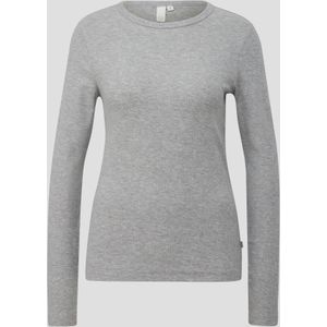 QS Langarmshirt Geripptes Longsleeve im Slim Fit Paspel