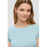 Q/S by s.Oliver - Ribgebreid - T-shirt - Turquoise - Stretchkatoen