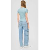 Q/S by s.Oliver - Ribgebreid - T-shirt - Turquoise - Stretchkatoen