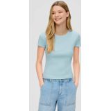 Q/S by s.Oliver - Ribgebreid - T-shirt - Turquoise - Stretchkatoen