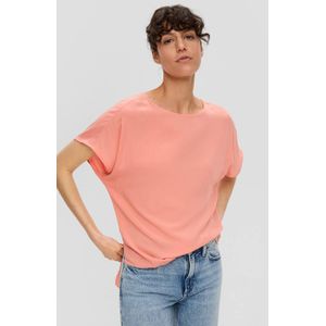 QS - Blouseshirt - Abrikoos - Wijde Pasvorm - Kwartmouw