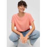 QS - Blouseshirt - Abrikoos - Wijde Pasvorm - Kwartmouw