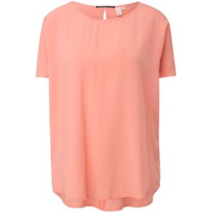 QS - Blouseshirt - Abrikoos - Wijde Pasvorm - Kwartmouw