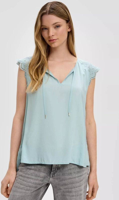 Blouse - Mouwloze Blouse - Broderie Anglaise