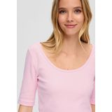 QS - Shirt - Lichtroze - Jersey - Halve Mouw - Aansluitende Pasvorm