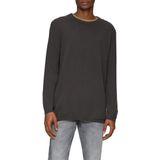 QS - Trui - Antraciet - Knitwear - Ronde Hals, Effen Motief, Lange Mouw