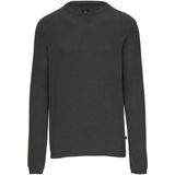 QS - Trui - Antraciet - Knitwear - Ronde Hals, Effen Motief, Lange Mouw