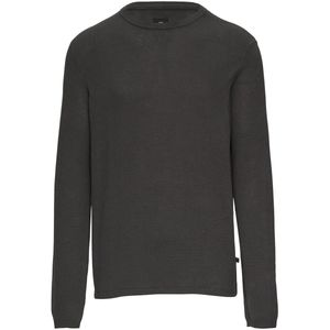 QS - Trui - Antraciet - Knitwear - Ronde Hals, Effen Motief, Lange Mouw