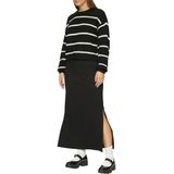 QS - Trui - Zwart/Wit - Knitwear - Ronde Hals, Gestreept, Lange Mouw