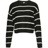 QS - Trui - Zwart/Wit - Knitwear - Ronde Hals, Gestreept, Lange Mouw