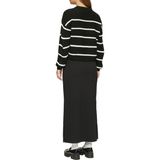 QS - Trui - Zwart/Wit - Knitwear - Ronde Hals, Gestreept, Lange Mouw