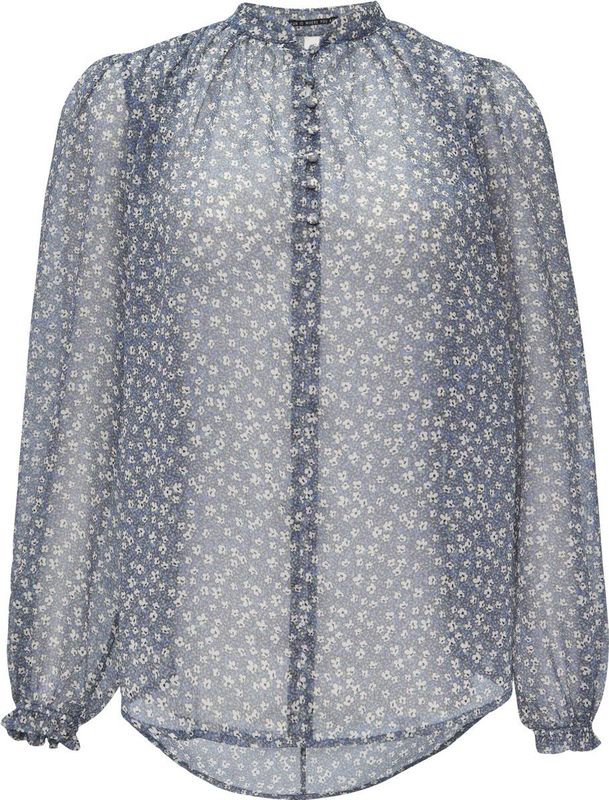 Blouse - Bloemenprint - Chiffon - Ronde Zoom - Knoopsluiting