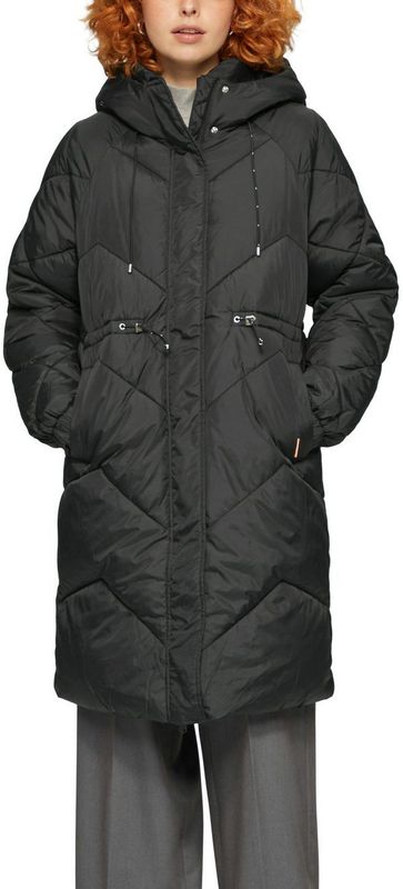 QS - Wintermantel - Gewatteerde Jas - Zwart - Capuchon met Trekkoord, Warm Gevoerd