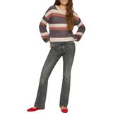 Q/S designed by - Gebreide Trui - Powder Pink Stripes - Met Intarsia-Motief