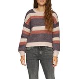 Q/S designed by - Gebreide Trui - Powder Pink Stripes - Met Intarsia-Motief