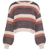 Q/S designed by - Gebreide Trui - Powder Pink Stripes - Met Intarsia-Motief