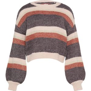 Q/S designed by - Gebreide Trui - Powder Pink Stripes - Met Intarsia-Motief