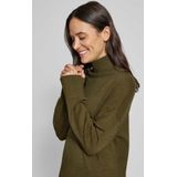 Tricot Jurk - Dark Khaki - Geribde Kraag