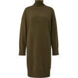 Tricot Jurk - Dark Khaki - Geribde Kraag