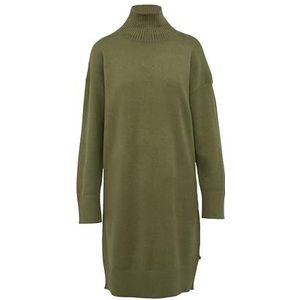 Tricot Jurk - Dark Khaki - Geribde Kraag