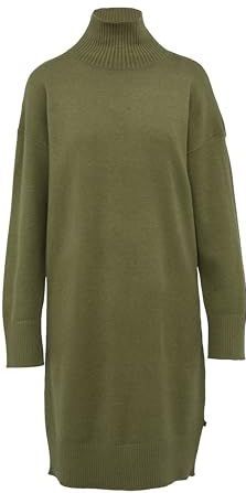 Tricot Jurk - Dark Khaki - Geribde Kraag