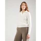QS - Trui - Ecru - Geribbelde Kraag, Halve Rits, Knitwear