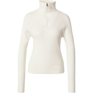 QS - Trui - Ecru - Geribbelde Kraag, Halve Rits, Knitwear